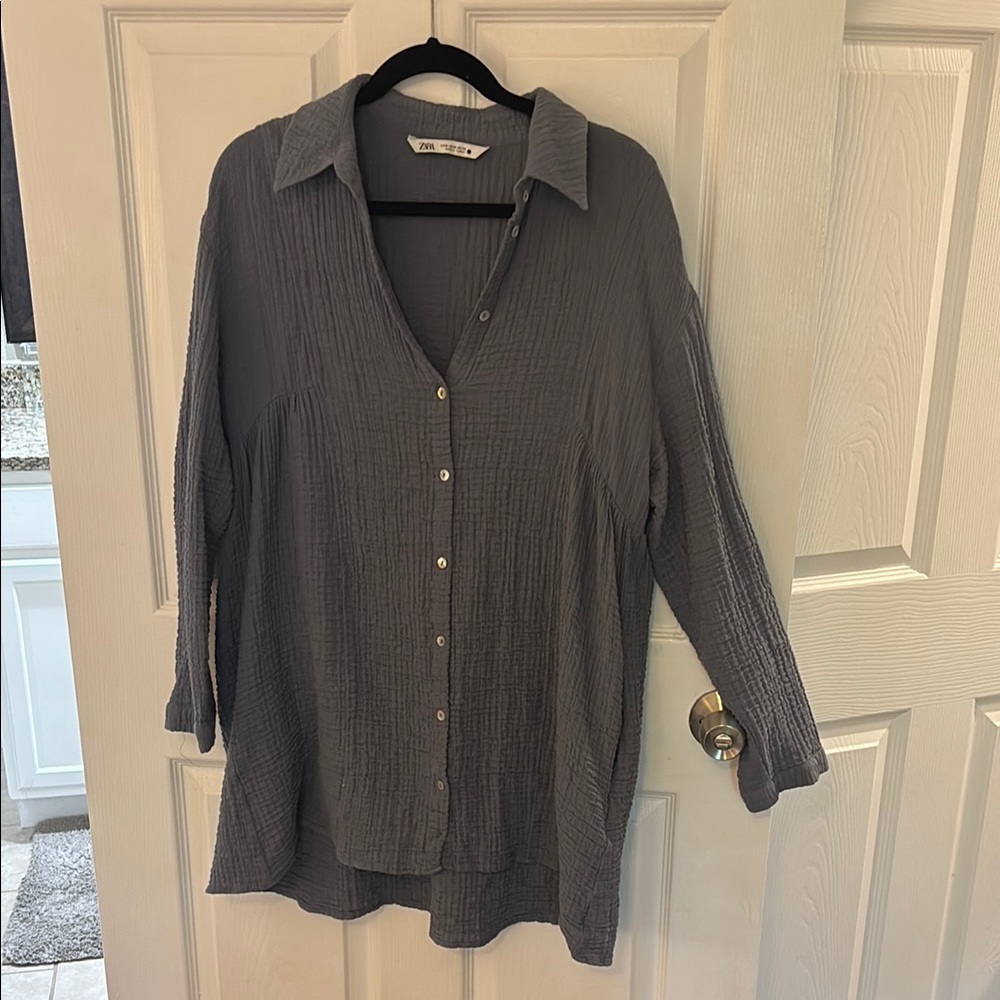 Zara Gray Textured dress